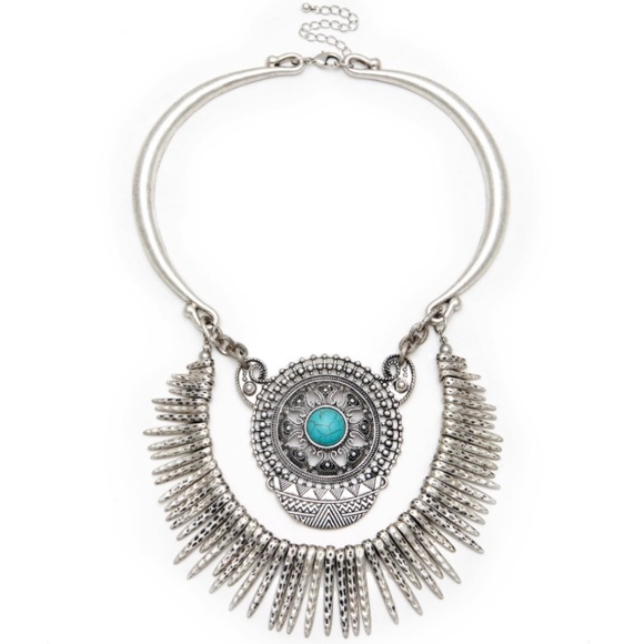 Sole Society TURQUOISE DAGGER STATEMENT NECKLACE - Picture 1 of 4
