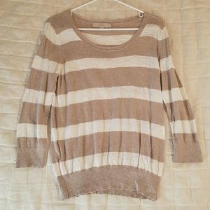 LOFT Beige and Ivory Striped Sweater