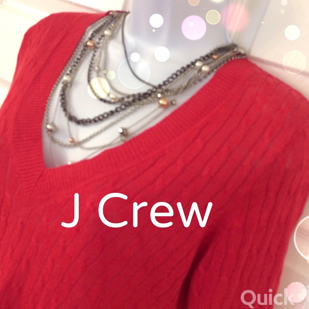 J Crew Red V neck Sweater