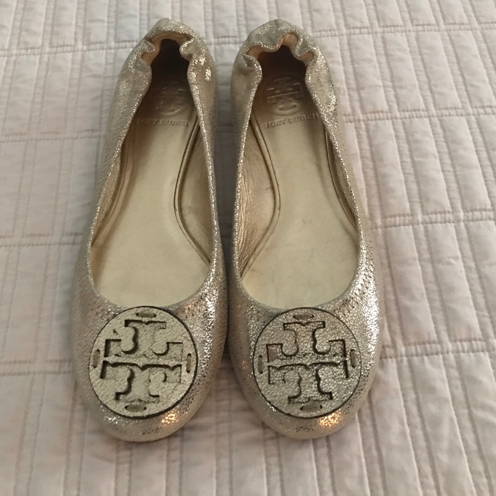 Tory BUrch gold ballerinas