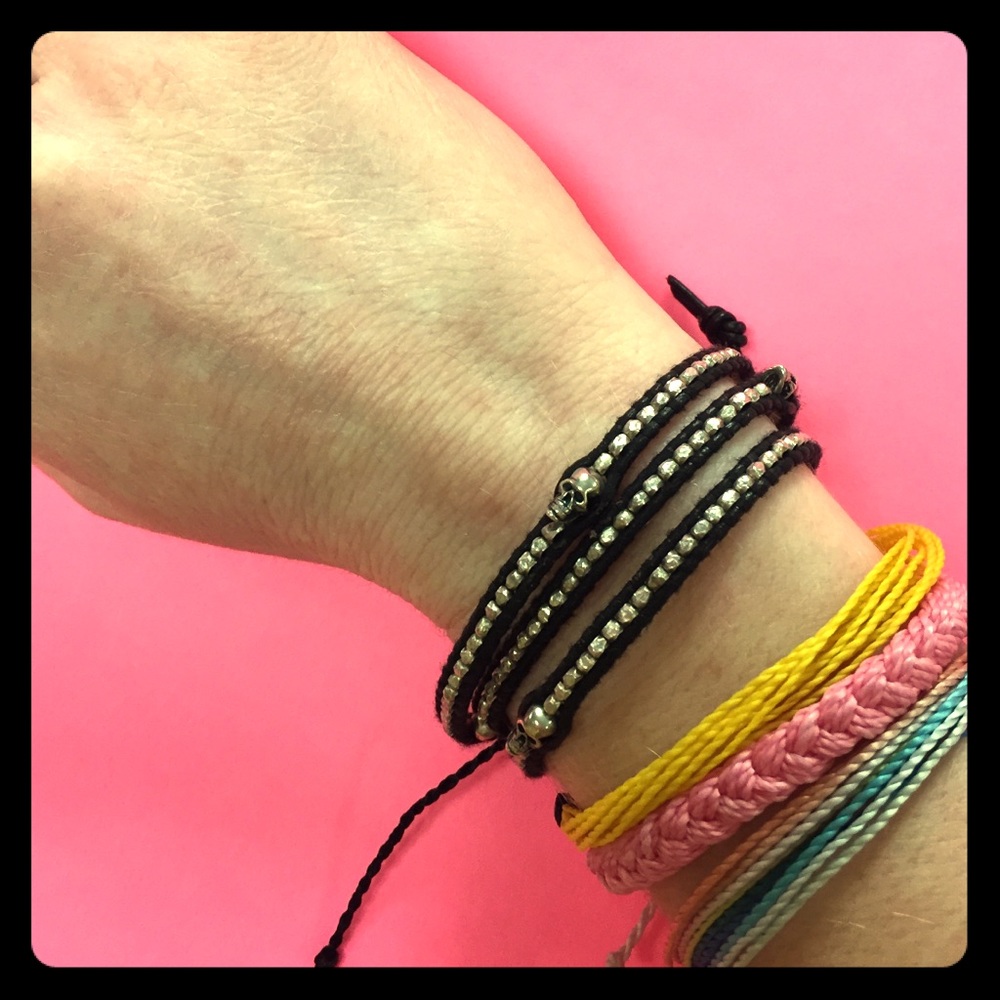 Chan Luu Black & Silver Skull Wrap Bracelet