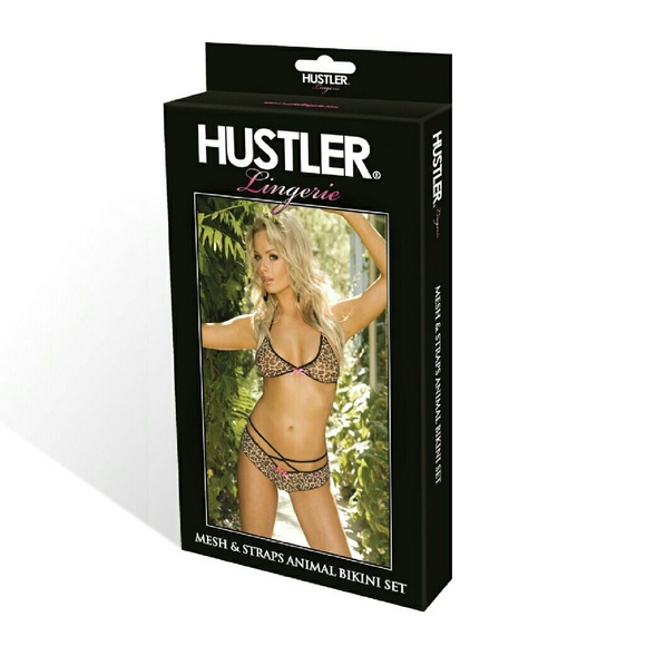 Hustler Lingeries 2PC Leopard Print Mesh & Strap - Picture 3 of 3