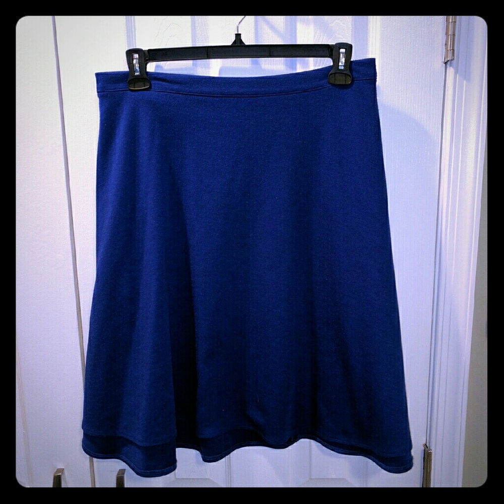 Plus royal blue skater skirt concealed back zipper