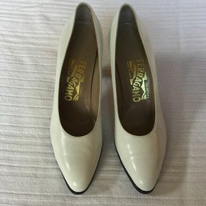 Salvatore Ferragamo white pumps