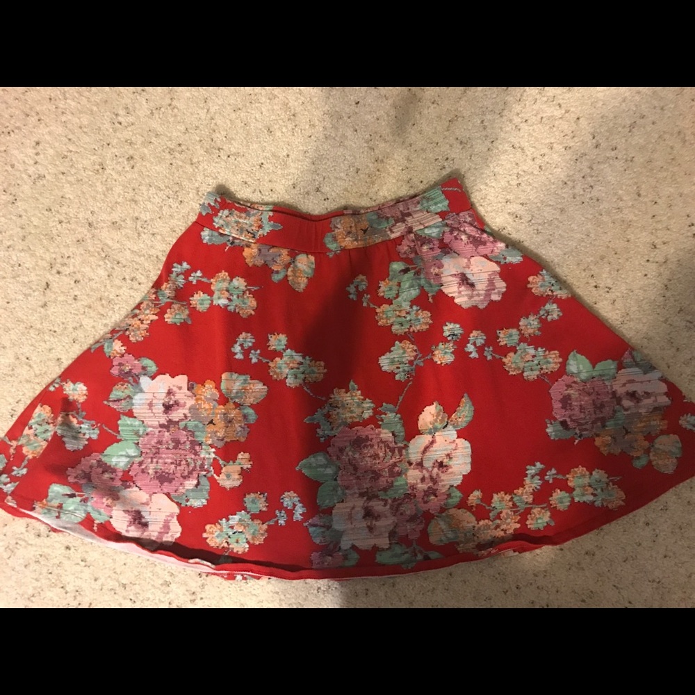 red floral circle skirt