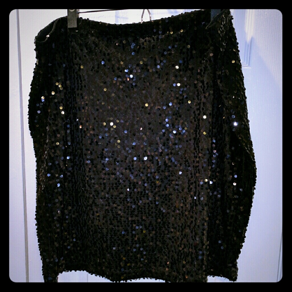 Plus sequined black pencil skirt