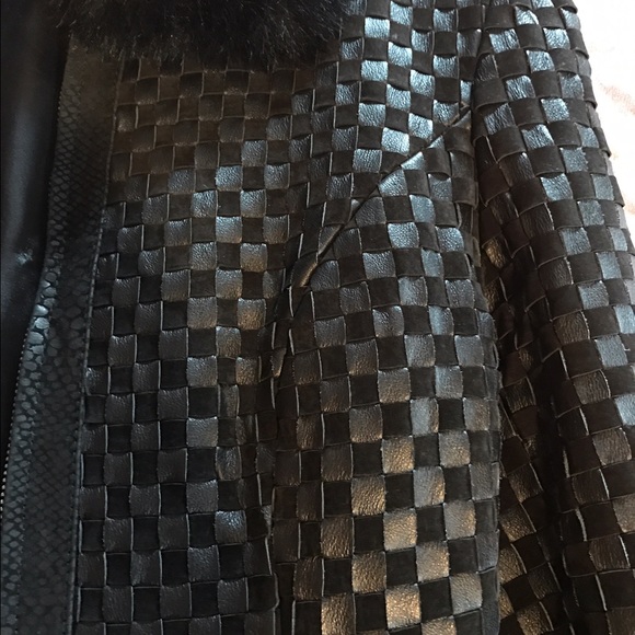 Black Marvin Richards leather jacket/fur collar - Picture 2 of 2