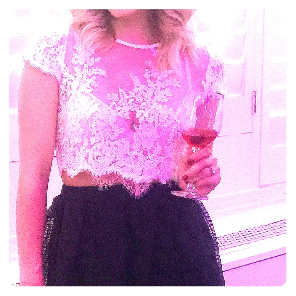 White lace crop top