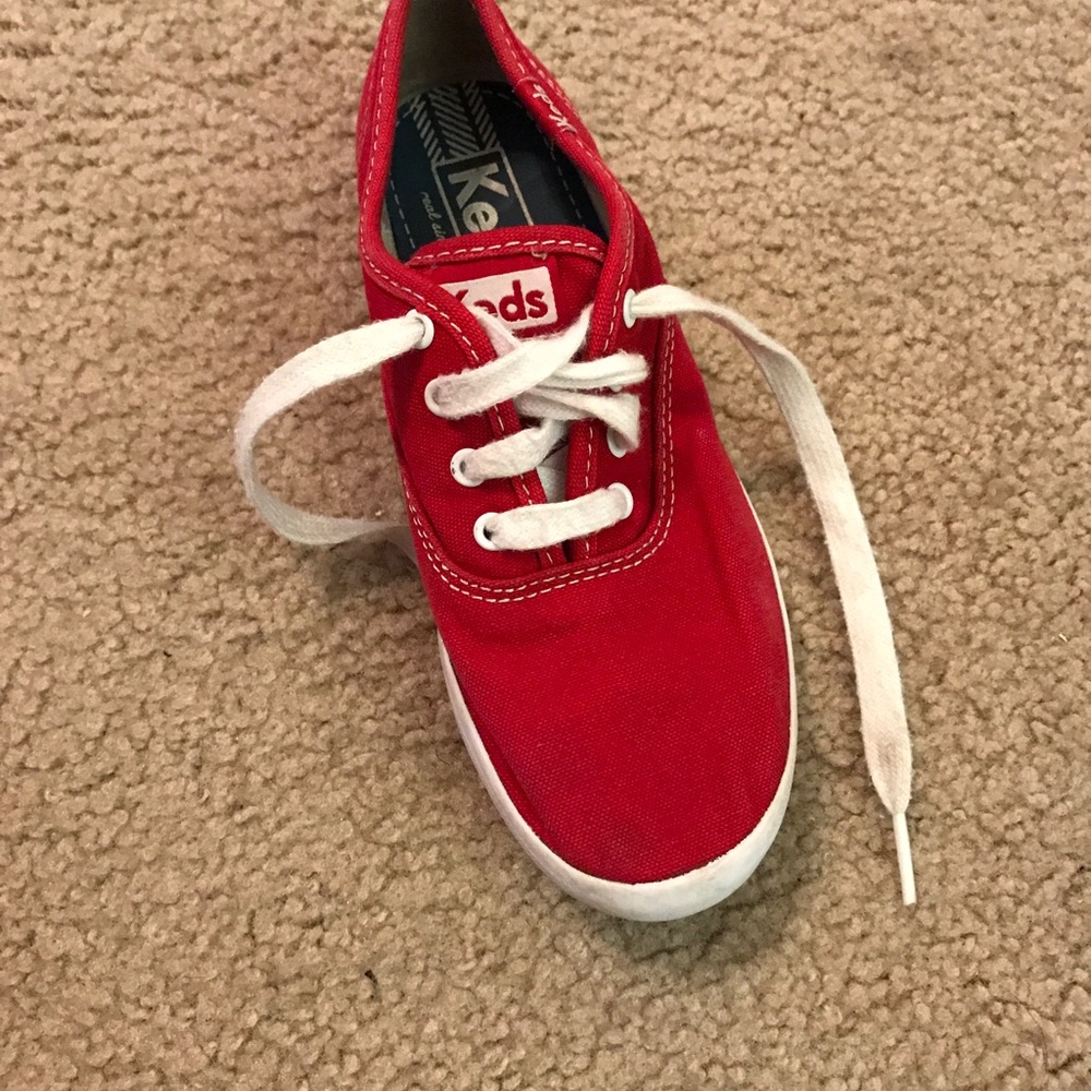 Red and White Keds.