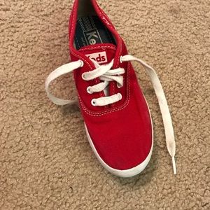 Red and White Keds.