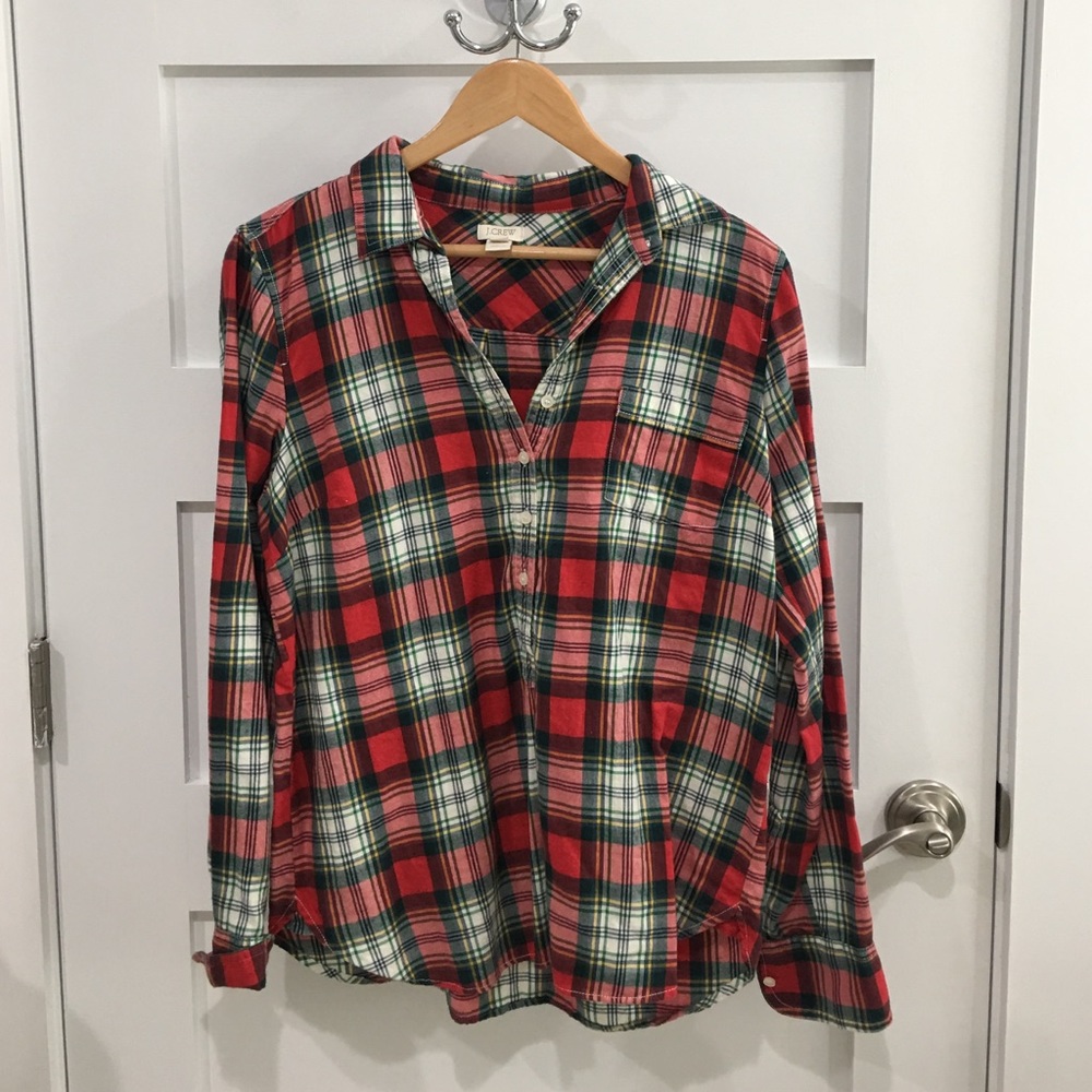 J. Crew half button down flannel