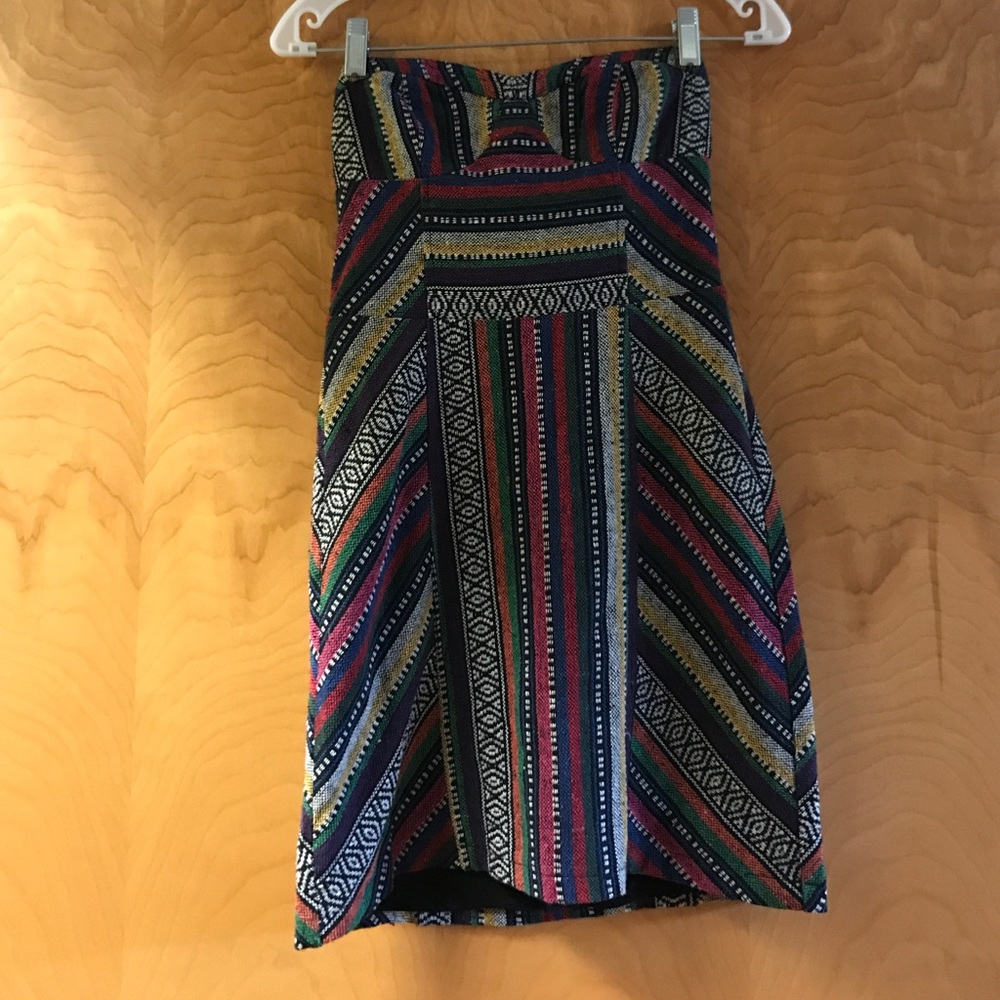 Multicolored mini strapless dress!