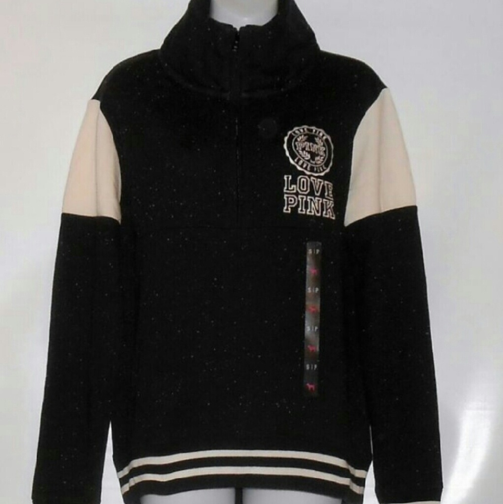 ❤☺NEW! L/XL VS PINK HALF ZIP PULLOVER SWEATER☺❤