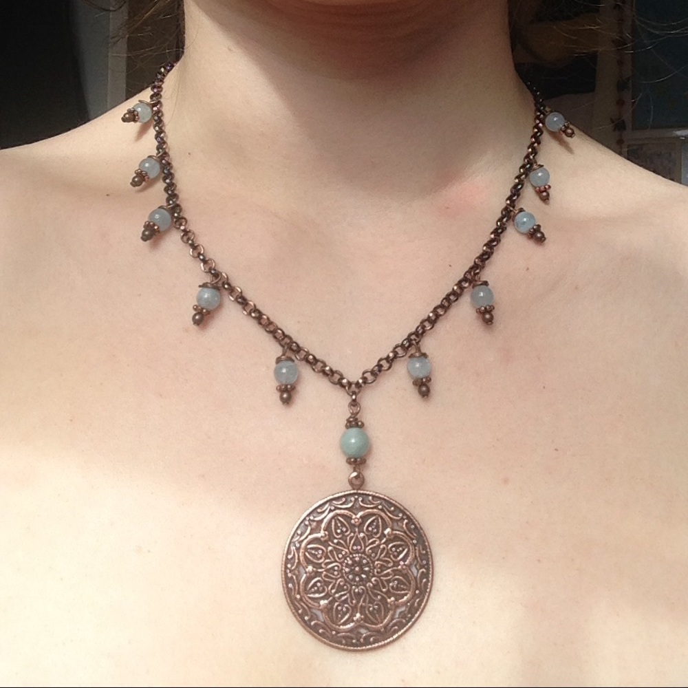 Bronze Pendant necklace with beads