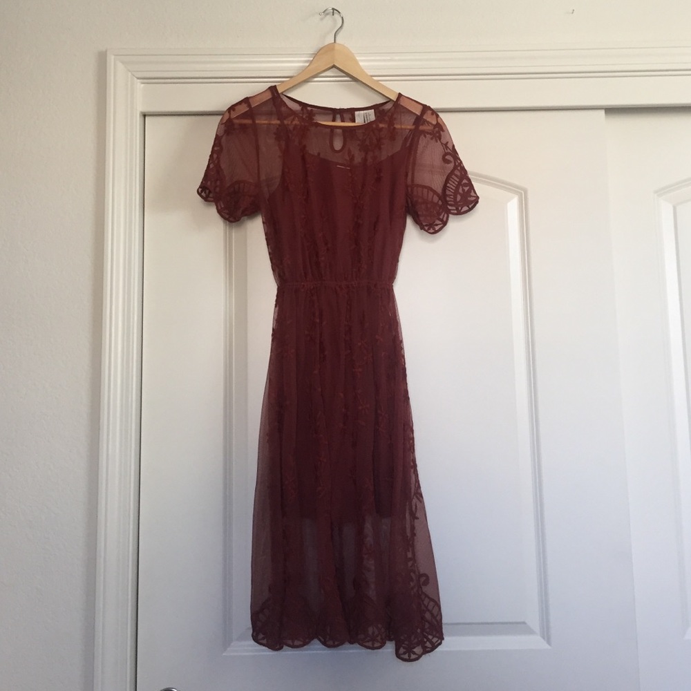 Maroon Lace Dress with a slip. Size small.