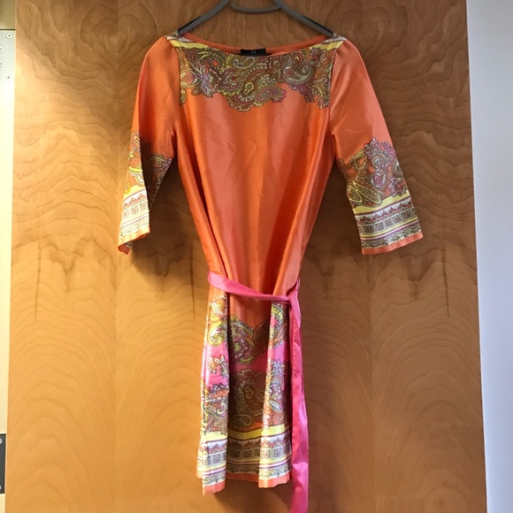 Orange & pink silky dress - Picture 1 of 2