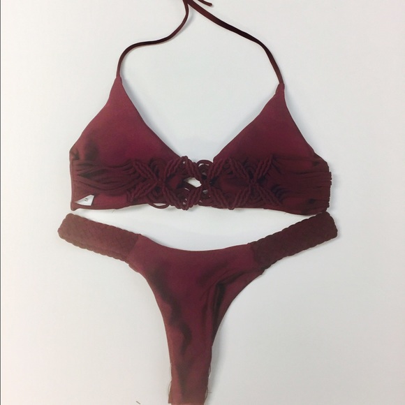 Burgundy crochet bikini set sw230 - Picture 2 of 2