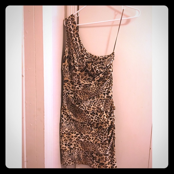 One Shoulder Cheetah Dress - Picture 1 of 1