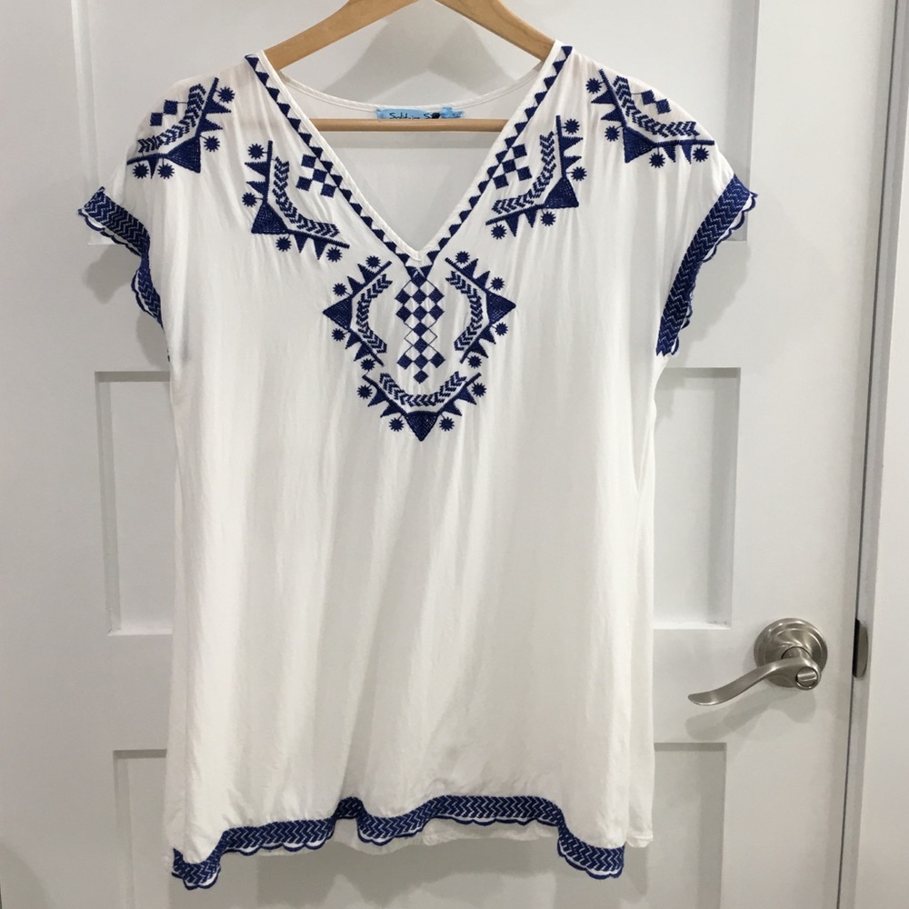 Blue and white shirt