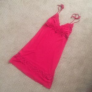 New NIGHTCAP Red Crochet Cami Slip Dress 1 XS S
