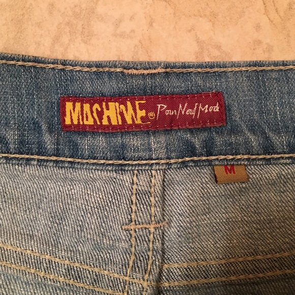 Distressed Multi-Colored Stitch Jean Skirt - Picture 4 of 4