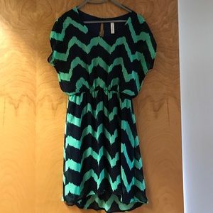 Navy & green dress