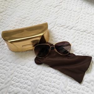 Tory Burch aviators with gold case