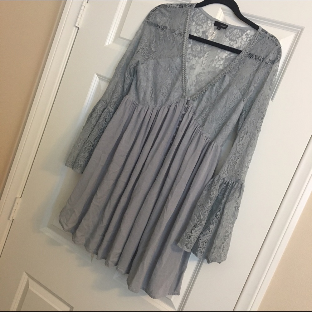 Blue bell sleeve dress