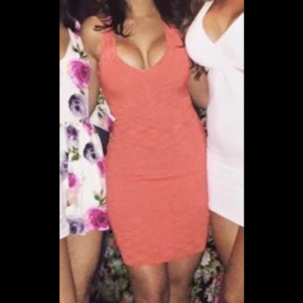 Guess Orange Cocktail Fitted Dress