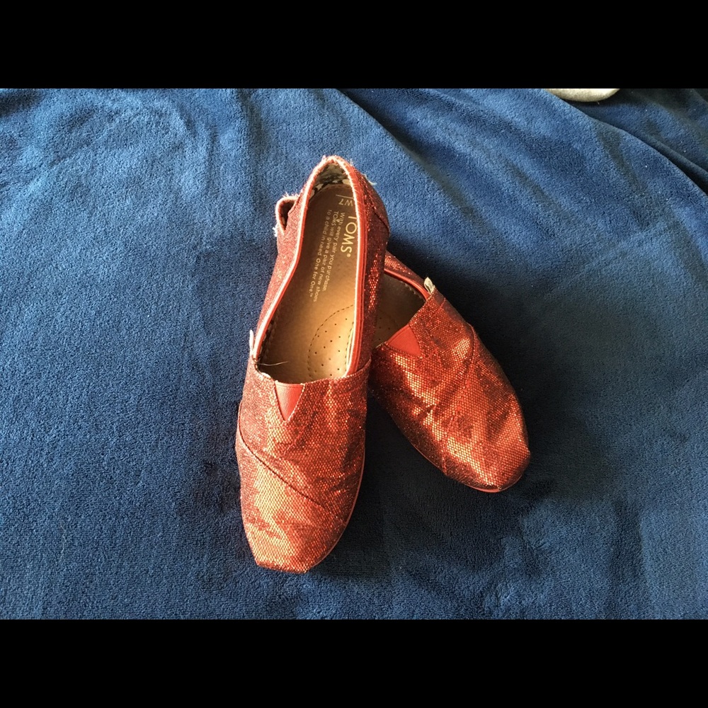 Red Glitter Toms size 7