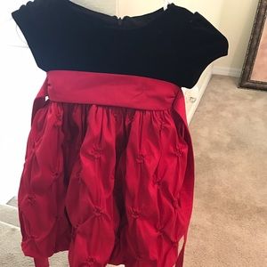 Red and black formal dress.