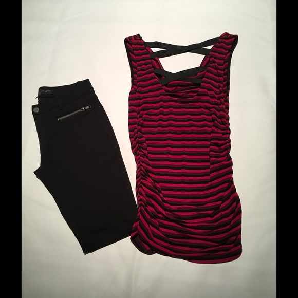 Bebe Ruched Criss-Cross Back Tank - Picture 1 of 3