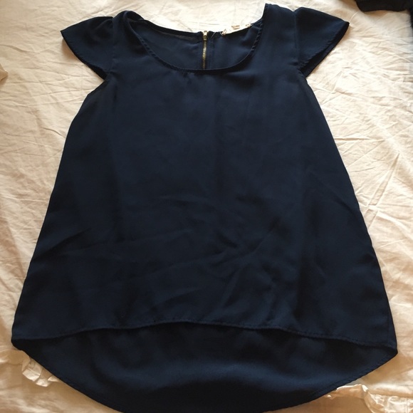 Pink Rose Tops - Blue high low top