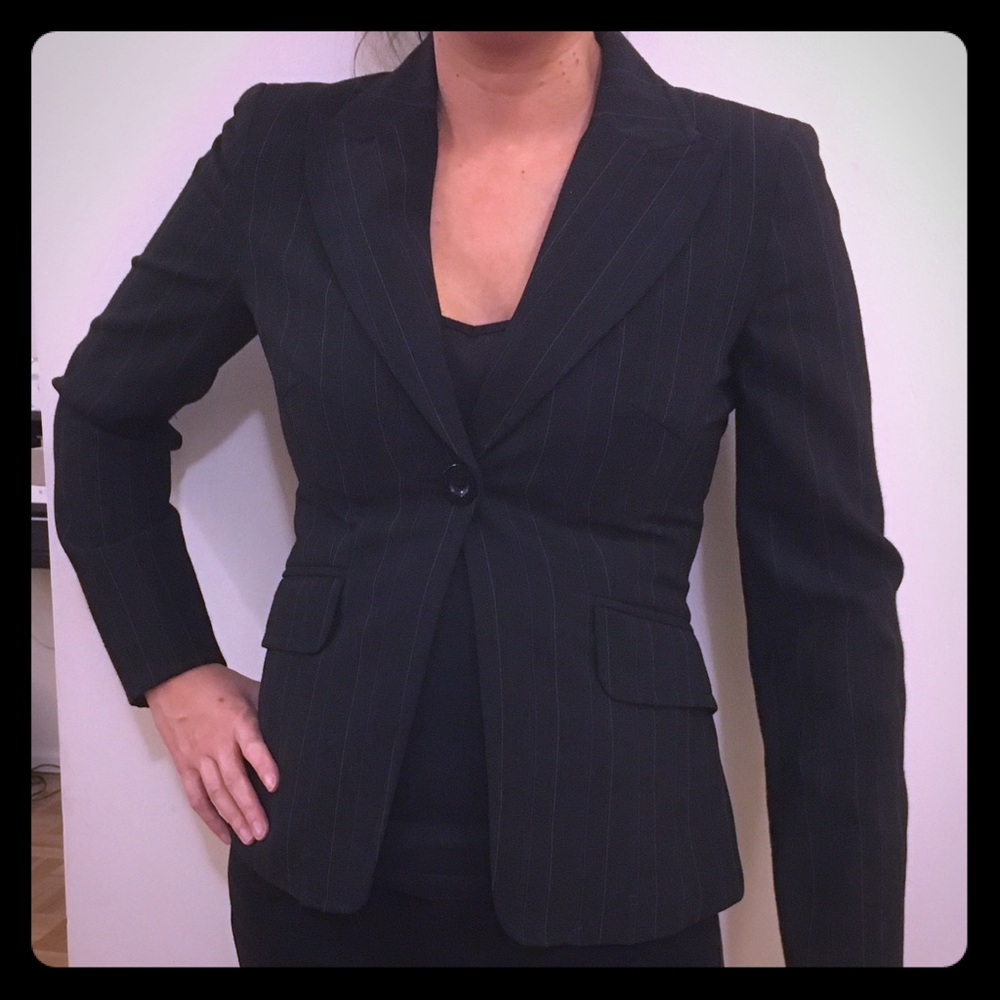 Bebe black pinstriped blazer