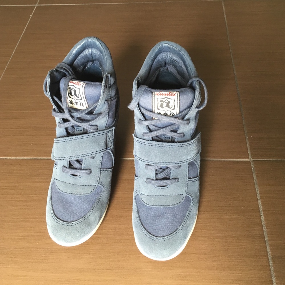 Blue ash sneaker wedges