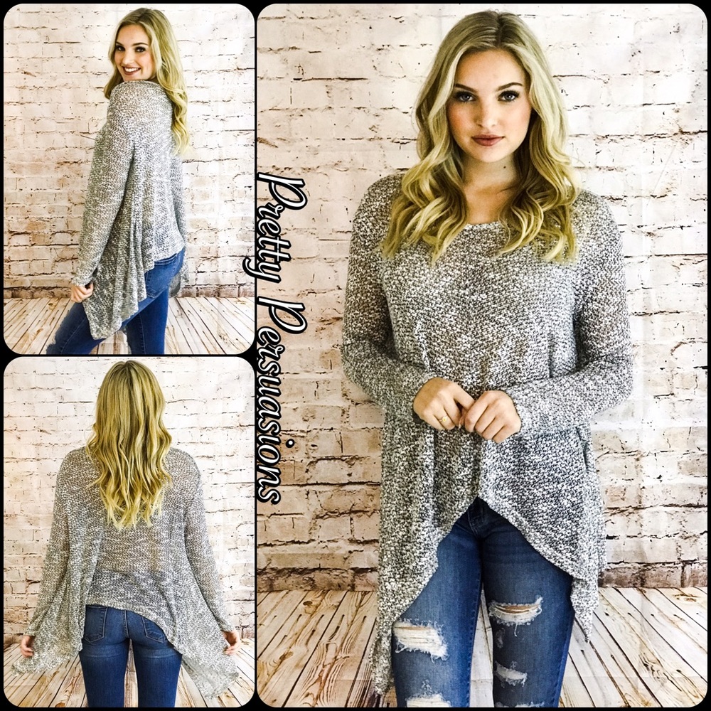 LAST ONE‼️Gray Black Asymmetrical Slub Knit Tunic - Picture 4 of 4
