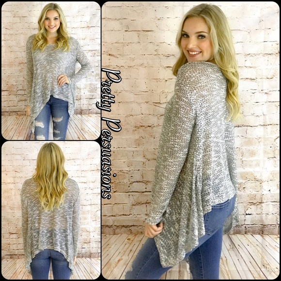 LAST ONE‼️Gray Black Asymmetrical Slub Knit Tunic - Picture 2 of 4