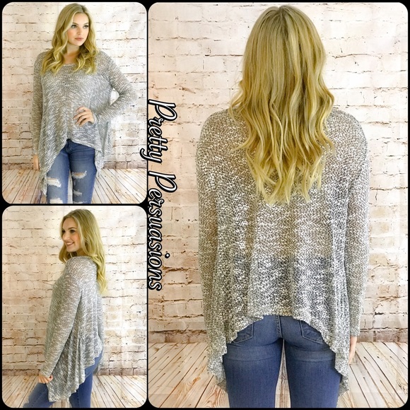 LAST ONE‼️Gray Black Asymmetrical Slub Knit Tunic - Picture 3 of 4