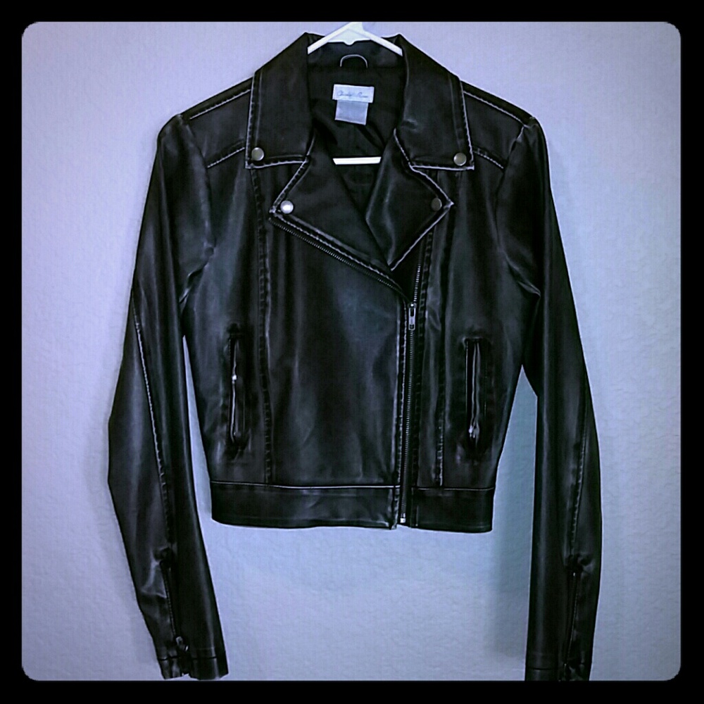 Faux leather moto jacket