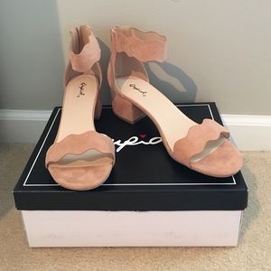 New Blush Suede Heeled Sandals size 8