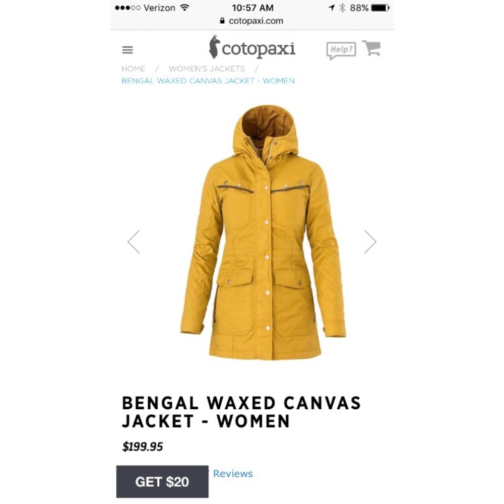 NWOT Cotopaxi Bengal Waxed Canvas Jacket