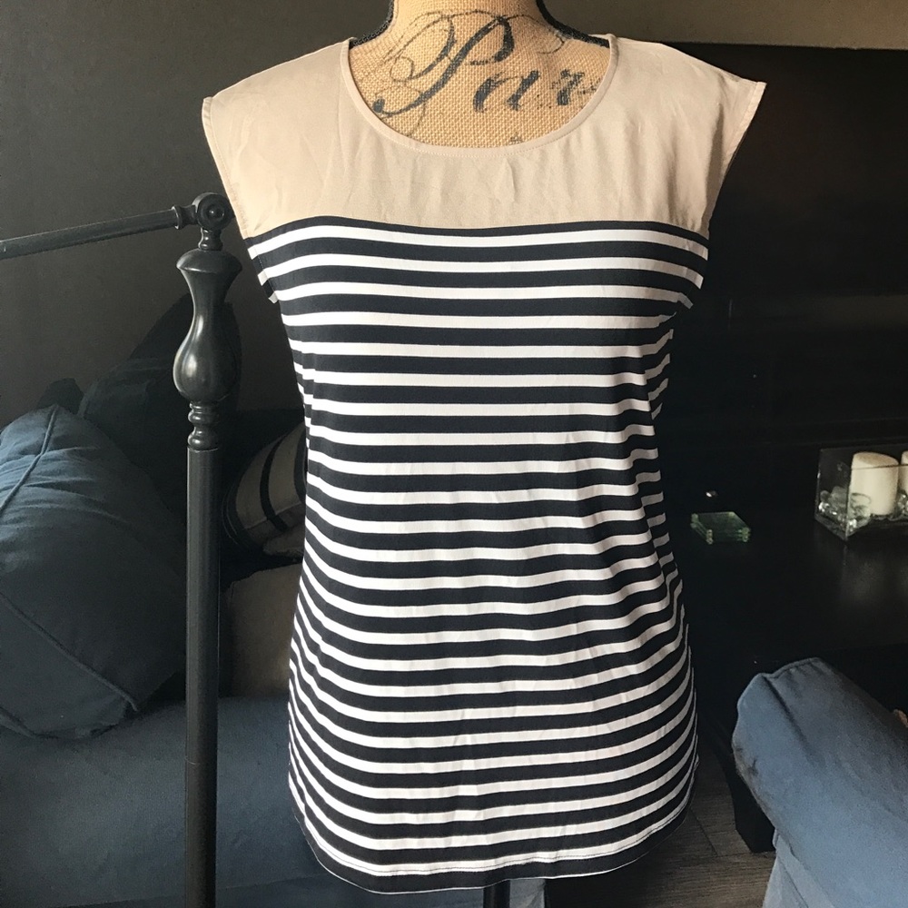 Cream Calvin Klein striped cap top