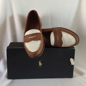 Ralph Lauren Brown and white Penny Loafers