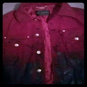 Red and black two toned versace denim jacket