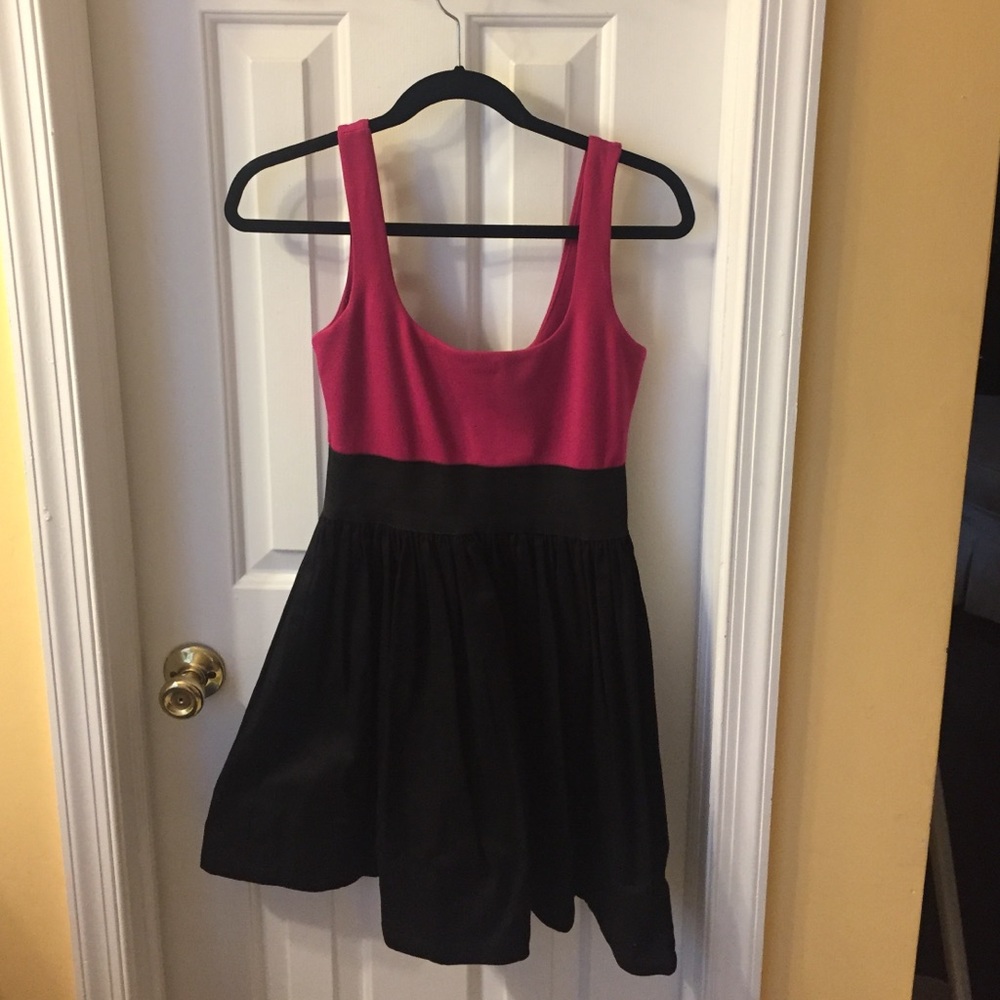 Aqua two toned fit and flare dress
