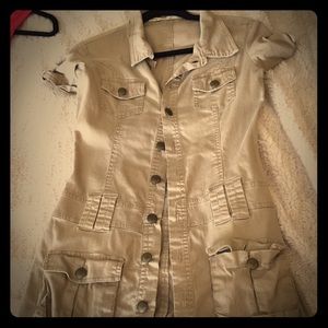 Vintage khaki Jean shirt dress