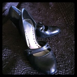 BCBGirls Black leather cut out Mary Jane