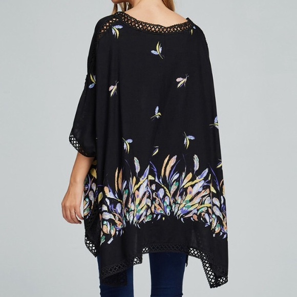 LAST‼️Black Kimono Style Poncho - Picture 8 of 8