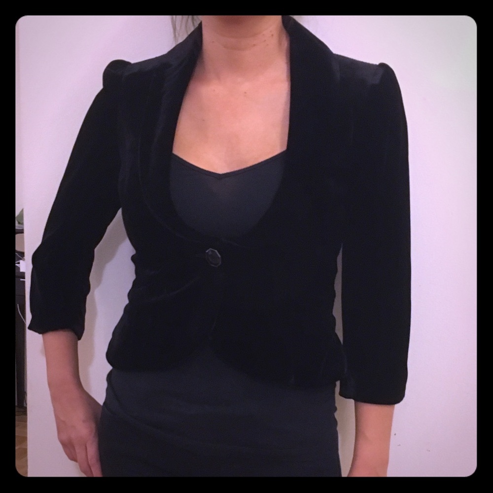 LOFT black velvet cropped blazer