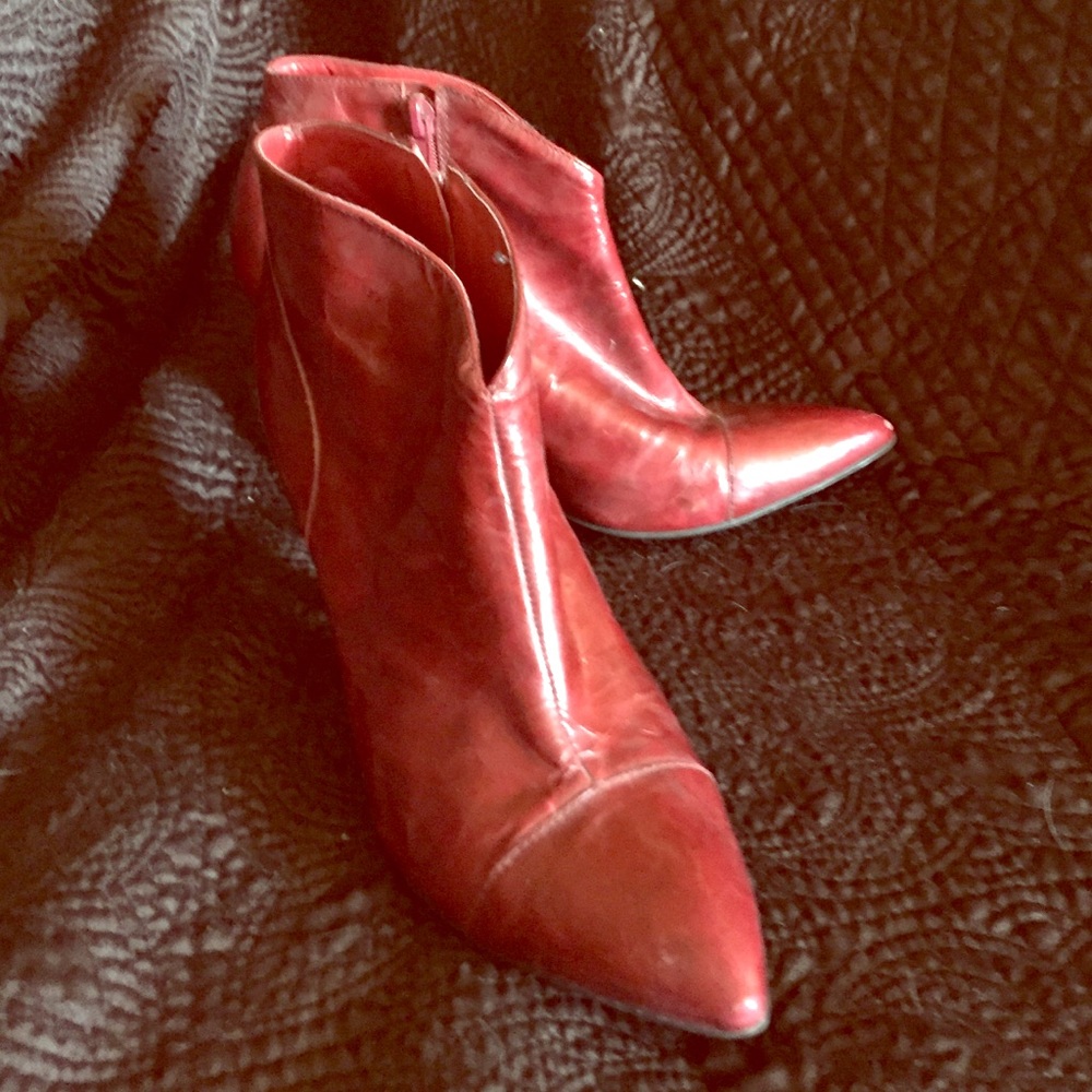 BCBG girls Red patent leather booties